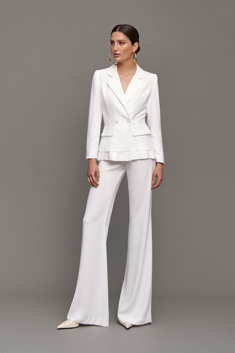 traje blanco dos piezas para novia boda civil