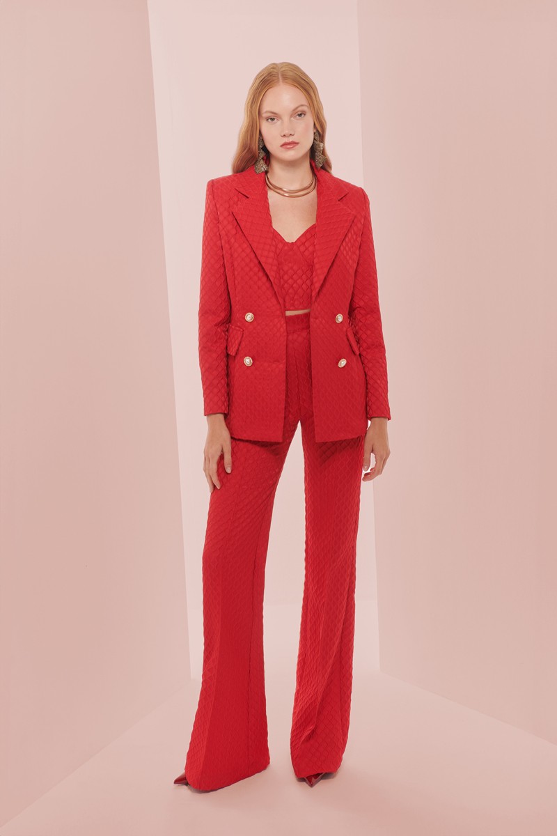 traje de chaqueta jacquard brocado rojo con solapa y cuello para boda,  invitada, fiesta, celebracion, coctel, mamá de comunion, graduacion, fiesta